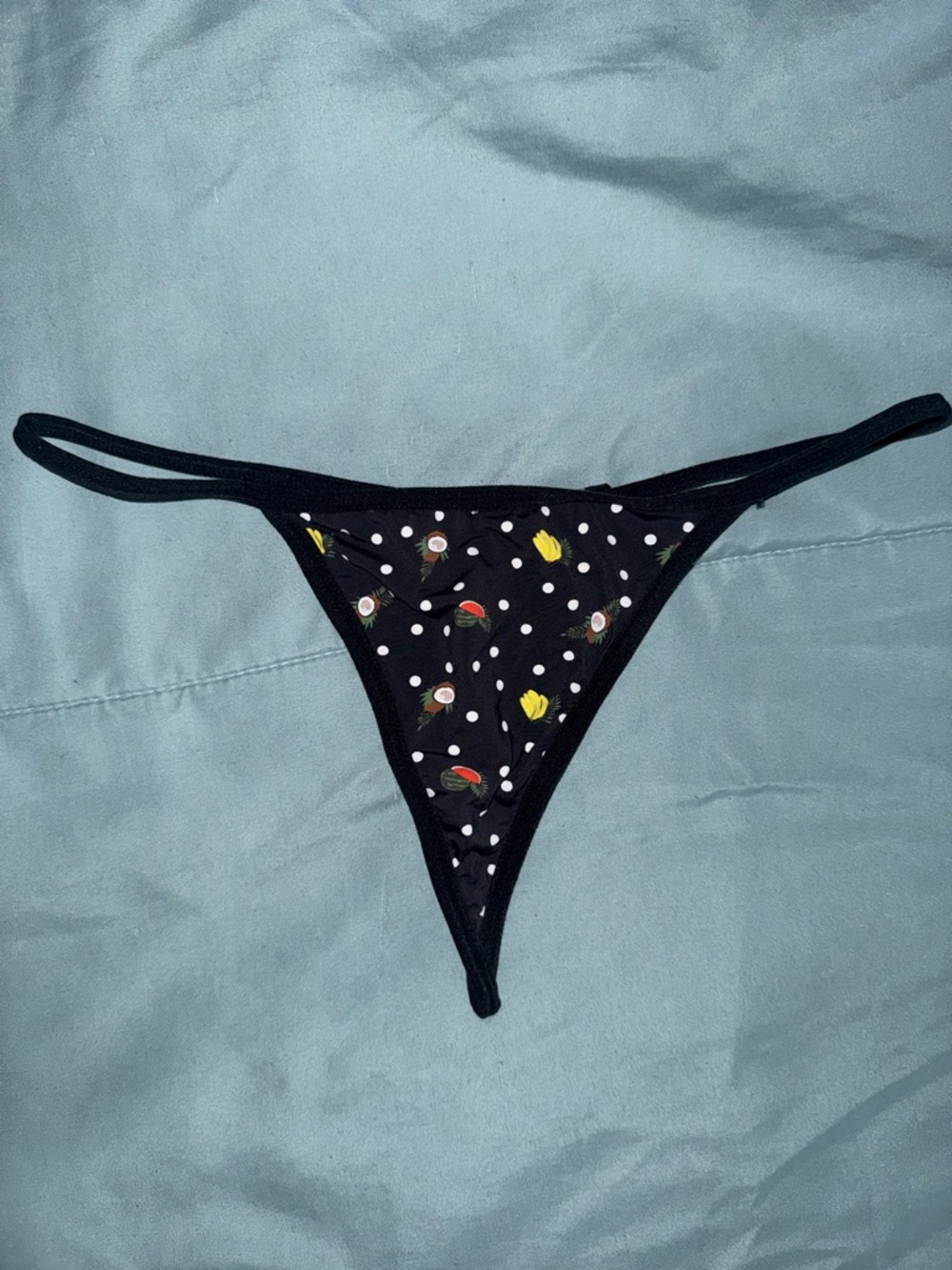 Urban Outfitters Black Floral Polka Dot Thong